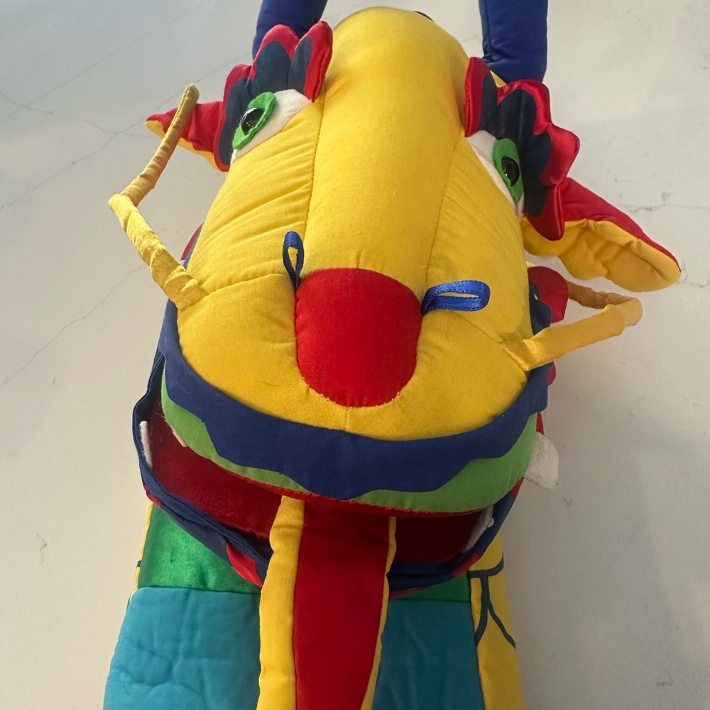 Vintage Manhattan Toy Large Sized Color-block Dragon Hand Puppet Kids Fun Y2K
